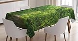 ABAKUHAUS Landschaft Tischdecke, Frischer Überdachungs-Wald, Für den Inn und Outdoor Bereich geeignet Waschbar Druck Klar Kein Verblassen, 140 x 170 cm, Grün