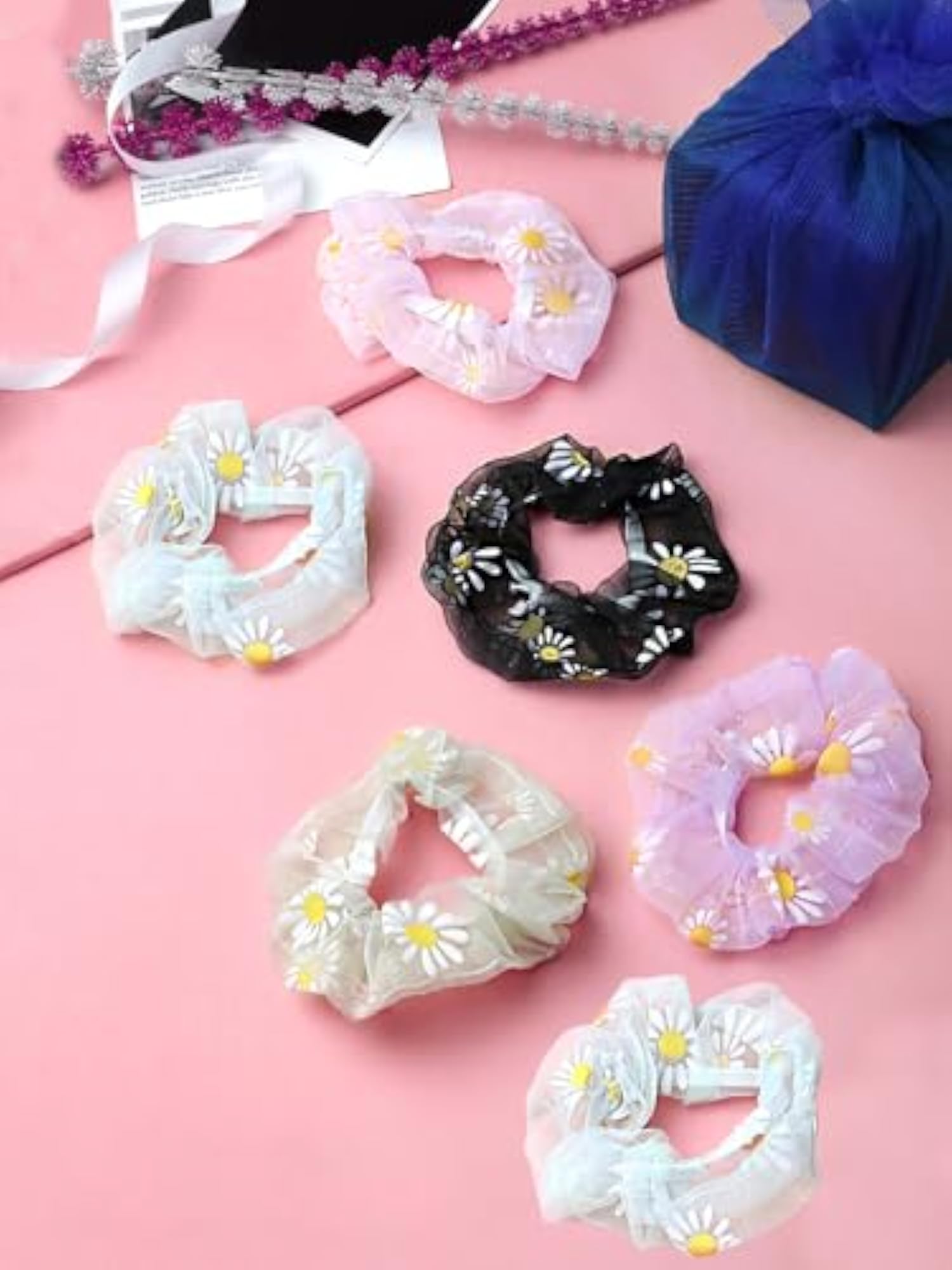 6 Pcs Net Fabric Scrunchies Hair Accessories Set