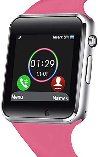 321OU Smart Watch Touch Screen Bluetooth Smart Watch Smartwatch Phone Fitness Tracker SIM SD Card Slot Camera Pedometer Compatible iPhone iOS Samsung LG Android Men Women Kids (Pink)