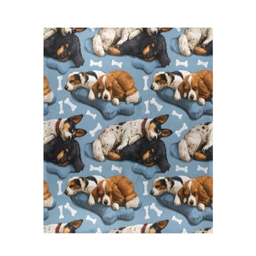 Plaid Fourrure Coussin pour Chien À Motif Os Bleu Doux Plaid Polaire Chaude Couverture Lit pour Chaises Lits Femme M