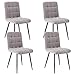 Lestarain Lot de 4 Chaises de Salle à Manger Rétro Chaises de Cuisine Chaises de Salon Rembourrée en Velours,Pied en métal,Chaises avec Dossier Gris Clair