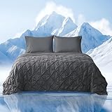 Amélie Home Elegant Pintuck Cooling Comforter, King Size, Cooling Blanket for Hot Sleepers, Lightweight Summer Bedding with Q-Max 0.45 Cooling Fabric, Cold Blanket, 106''x90'', Charcoal Grey