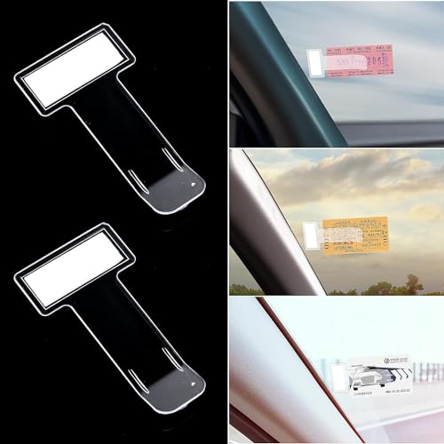 Image of 6 Pcs Car Windshield Parking Ticket Holder Transparent Car Parking Ticket Holder Clip with Adhesive Tape Plastic Auto Accessories Clip for Car Windscreen Window
