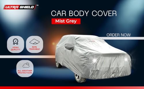 Image of ULTRA SHIELD Mist Grey Series 100% Waterproof Car Body Cover for TATA Tiago NRG with Mirror Pockets | Triple Stitched, Elastic, Custom Fit, Heat Resistant, Anti-Dust, All-Weather Cover