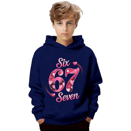 Genérico Sudaderas Niño Fantástica Sudadera con Capucha para Niños Y Niñas con Estampado del Número 67, Aire Libre, Detalles Finos, Medidas 2-14 Años