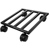 OSALADI Soporte Rodante para Plantas de Hierro Fundido 25 CM con Ruedas Giratorias Base Móvil Cuadrada Negra para Interior y Exterior Plataforma Resistente para Macetas Grandes