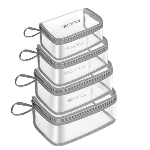 Image of Storite Set of 4 Transparent Travel Pouch Set for Makeup & Toiletries | Suitable For Makeup Toiletries Shaving Kits Cosmetics Accessories And Travel Essentials