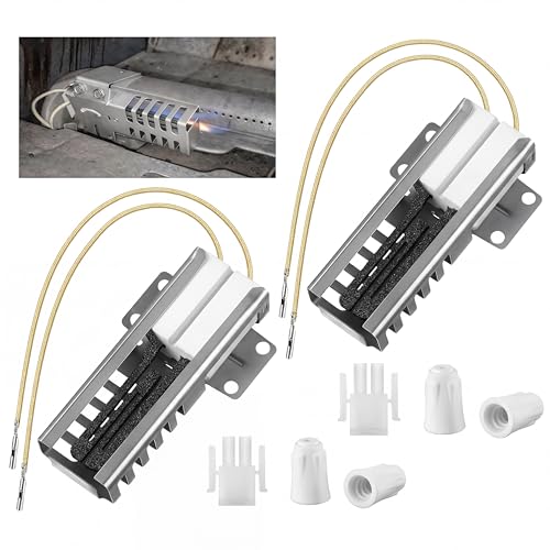 Dreyoo 2 Pack Gas Oven Igniter Compatible with WB13K21 IG9998 AP2020569 PS231280 WB13T10045 Flat Oven Igniter Connector Plug and Nuts Compatible with GE Hotpoint Kenmore Gas Stove