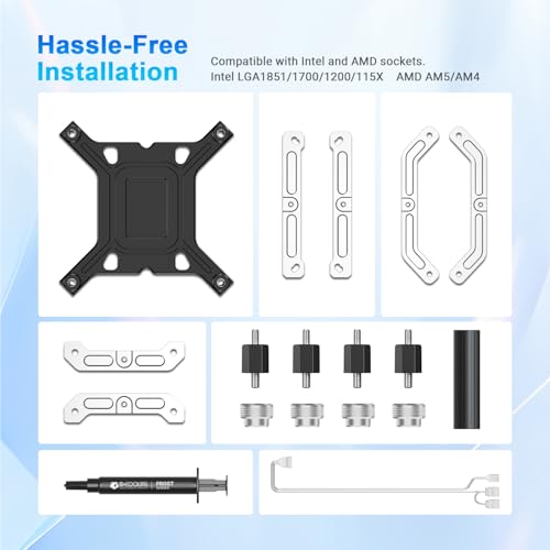 ID-COOLING FX360 INF WHITE 360mm Liquid CPU Cooler, AIO Cooler ARGB Infinity Mirror Effect, 3x120mm Daisy-Chained Fans Low-Noise Operating 27.2dB(A) Max., Intel LGA1851/1700/1200/115X; AMD AM5/AM4