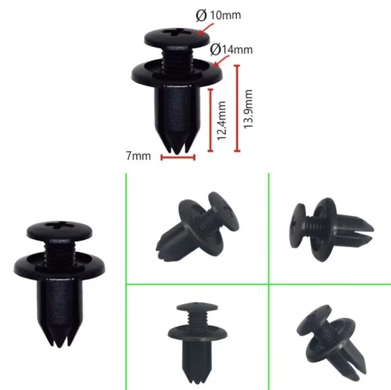 100 Pz Paraurti Auto Plastica Rivetti Clip di Fissaggio Corpo Push Pin Rivetti Elementi di Fissaggio Parafango Paraurti Push Pin Clip per Trim Pannello Clip Porta Corpi 7,5 Mm