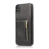 Suhctup Coque Compatible pour Samsung Galaxy S8 Plus Housse Etui de Protection en Silicone TPU Souple,Multifonctions en Cuir Portefeuille Case Zipper avec Fente Cartes de Crédit(Noir)