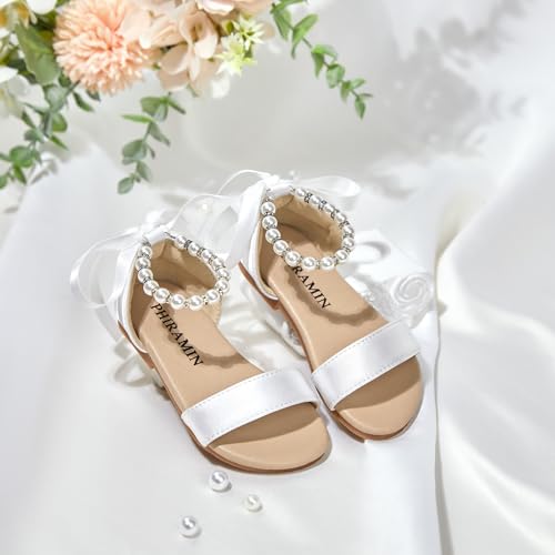 Image of PHIRAMIN Toddler Girl Sandals - Flower Girl Dress Shoes Open Toe Little Kid Wedding Party
