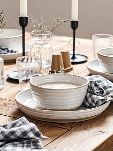 LE TAUCI Soup bowls 28 oz, Ceramic Cereal Bowl for Kitchen, Stoneware Bowl for Pho, Chip, Fruit, Salad, Noodle, Ramen, Housewarming Present- 6 Inch, Set of 4, Arctic white - Image 4