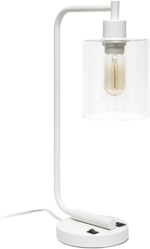 Lámpara de mesa para interiores de 9.75 pulgadas de largo x 5.75 pulgadas de ancho x 18.8 pulgadas de alto, moderna lámpara de escritorio de hierro