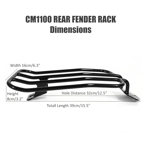 Black Luggage Racks for Honda Rebel CMX 1100 Accessories 2021-2023 Rear Solo Seat Luggage Support Shelf, Motorcycle Luggage Support Rack Backrest, Steel Standard Rear Fender Rack