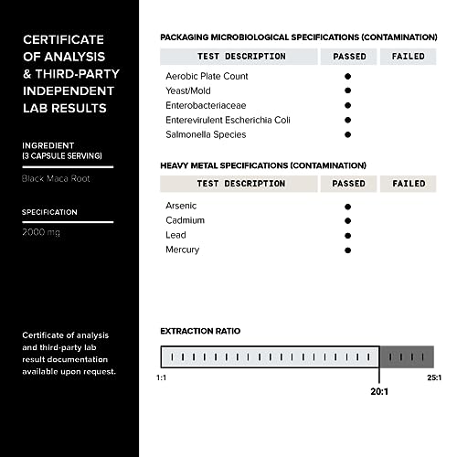 Image of Toniiq Black Maca Root - Ultra High Potency 20:1 Extract | Single Origin, Wildcrafted & Highly Concentrated - Third-Party Lab Tested - 120 Capsules