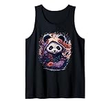 Lindo panda ninja con flores arte marcial floral bebé panera Camiseta sin...