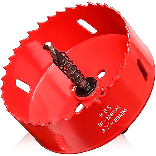 Hole Saw 3 1/2 (89mm) for Wood and Plastic HSS Bi-Metal Hole Cutter Core Drill Bit for Drywall PVC Boards Fiberglass and Vent Pipes