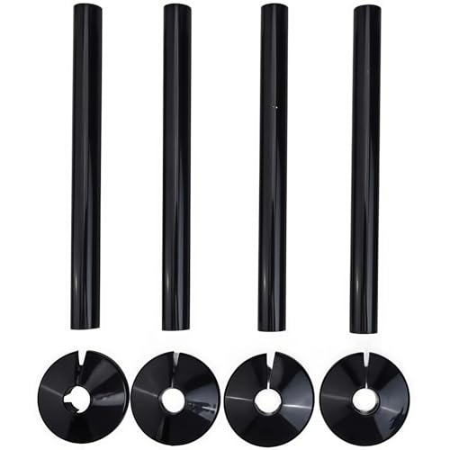 4PCS Radiator Pipe Hole Covers Durable Plastic Collars & Sleeves Radiator Pipe Covers Silicone Collars Black PVC Plastic 300mm x 15mm for Finishing and Protecting Exposed Pipe Holes