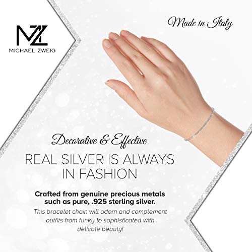 Michael Zweig 925 Sterling Silver Bracelets for Women - Figaro Chain Sterling Silver | 8 in Length, 1.5 mm Thickness with Spring Ring, Italy Tag - Image 5