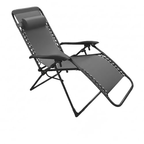 Weida Home Tumbona Plegable para Exterior | con Cojín y Reposapiés Acolchados | Silla Reclinable Ergonómica y Resistente | Estructura de Acero | Ideal para Jardín, Terraza, Playa (Gris)