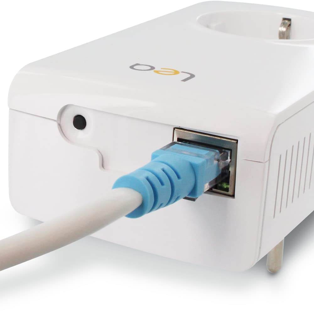 Pack de 2 x CPL LEA Networks NetSocket1800 (1800 Mbps) Ethernet Gigabit avec Prise gigogne filtrée
