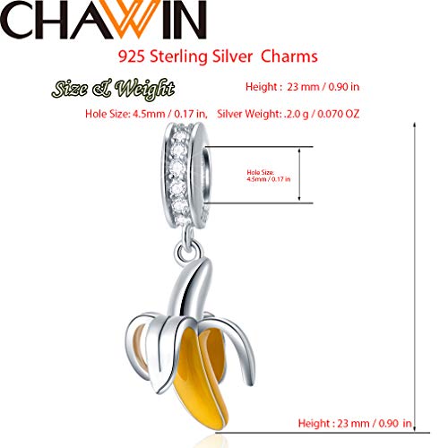 Fruit Banana Dangle Charm, 925 Sterling Silver Yellow Enamel Fit Pandora Women Bracelet, Europe Snake Beads Charms For Bracelets Necklaces Wedding/Valentine's Day/Mother's Day Gifts #TOP1