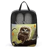 Real Cute Baby Owls Shoe Bags for Travel Water-Resistant Shoes Pouch with Handle Fashion Shoe Organizer with Zipper Closure Portable Sneaker Carrier for Men & Women Daily Use