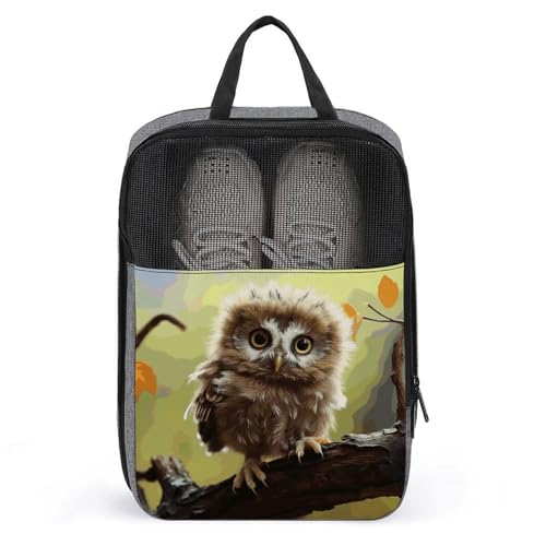 Real Cute Baby Owls Shoe Bags for Travel Water-Resistant Shoes Pouch with Handle Fashion Shoe Organizer with Zipper Closure Portable Sneaker Carrier for Men & Women Daily Use