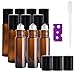 JamHooDirect Rollflaschen für ätherische Öle, nachfüllbar, bernsteinfarbene Glasflaschen mit schwarzem Deckel, inklusive 12 Aufkleber, 1 Pipette und 1 Öffner, ideal für Aromatherapie, Duft