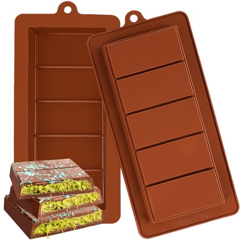 VICDUEKG 2 PCS Chocolate Bar Molds Deep Silicone Molds for Chocolate Bar Pistachio Dubai Candy Milk...