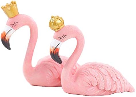 Orgrimmar Pink Flamingo King and Queen Ornaments Decorative Resin Figurines Desk Decor Home Decoration Sweet Gifts for Wedding Lovers