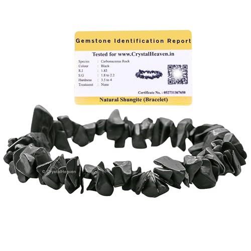 Image of Certified Shungite Bracelet for Women Men with Healing Crystal and Reiki Stone - Beautiful Gemstone Beaded Bracelet for Balance, Harmony & Positive Energy (Chips Stone Beads)