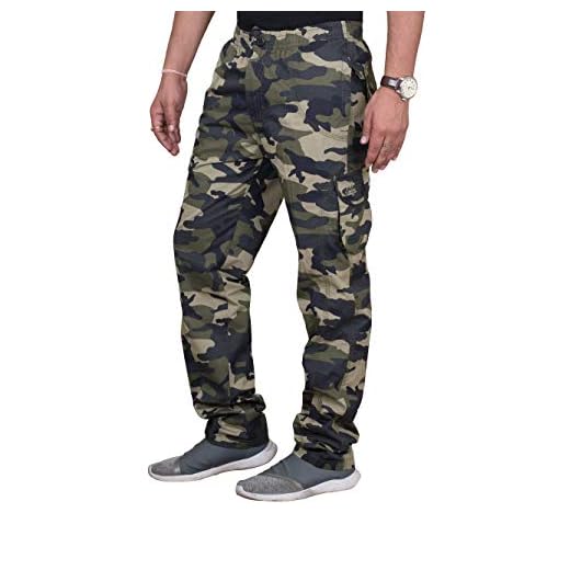 SAPPER Mens Camouflage Cotton Regular Fit Cargo Pants (Color - Green, Size - 36), Mid Rise