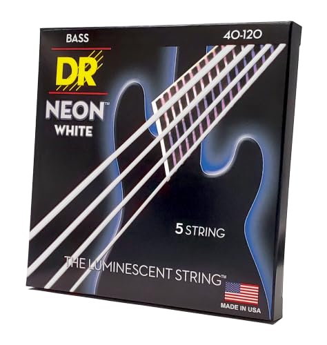 Image of DR NWB5-40 Neon White Bass Guitar Strings 40-120; 5-string set (NWB5-40)