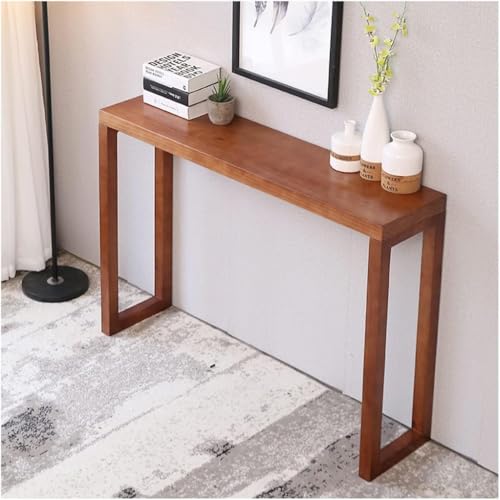 Image of Solid Wood Console Table for Living Room | Wooden Modern Side Entrance Table for Home & Office | Entryway Hallway Foyer Table with Shelf Storage | Solid Wood Sheesham (120cm Long)