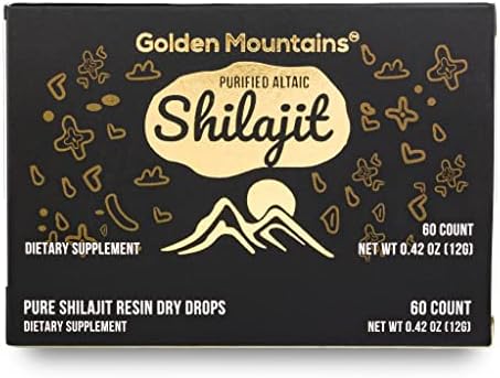Premium Pure Shilajit Dry Drops by Siberian Green Altai "Golden Mountains" - 60 Count (200 mg) Authentic Safety & Quality Certificate - US Lab Tested Fulvic Acid