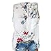 Vimoli Chemisiers Femme Été Vintage Imprimé Floral Haut à Manches Courtes Décontractée Lâché Boutons Col en V Tops Blouse(ZB Blanc,XXL)