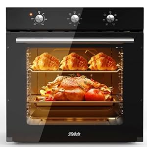 Hobsir hob 60cm Built-In Electric Oven with 60L Capacity & 6 Functions | 250℃ High-Temperature Cooking, 120-Minute Timer | Perfect for Baking, Roasting, and Family Kitchens