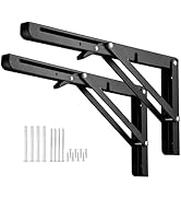 FRXAEZTG Pack of 2 Heavy Duty Folding Console, 350 mm Shelf Brackets, Folding Shelf Brackets, Metal Folding Win...