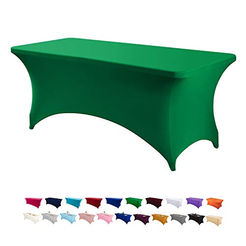 Image of Peomeise 6FT Spandex Table Cover Rectangular Stretch Spandex Tablecloth (Emerald,6FT)