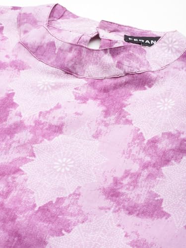 Image of feranoid Unique Printed Choker Neck Back Button Sleeveless Long Kurti