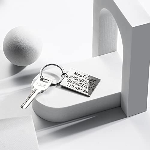 Personalized Free Engraved Stainless Steel Tag Id Pendant Keychain Key Ring - Customized Gift #TOP2