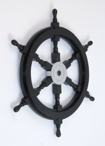 Pirate Ship Wheel 24" - Wood Metal Hub - Nautical Décor