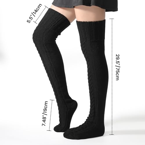Clothirily Thigh High Socks for Women, Winter Over Knee Socks, Fashion Knitted Thick Thigh Tigh Boot Stockings Leg Warmers3