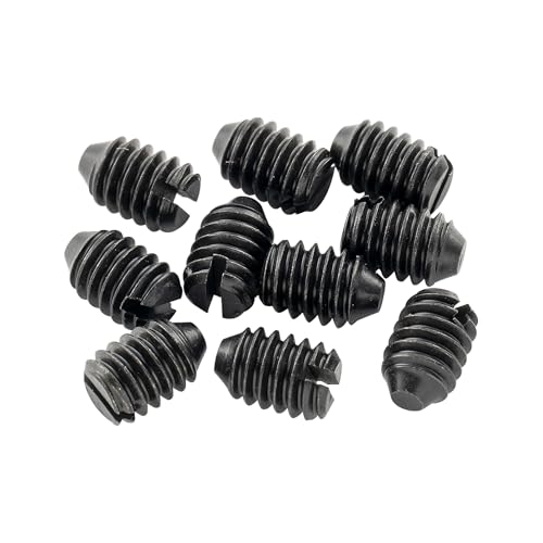 Musiclily Pro UNC#8-32X1/4 Inch Stainless Steel Slotted Cone Point Set Screws for Fender Tele Style Control Knobs Black (Set of 10)