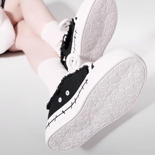 Y2K Goth Platform Canvas Sneakers - Retro Chunky Sole Women's Shoes, Punk Style Comfortable Walking Shoes, Vintage Y2K Aesthetic Sports Shoes3