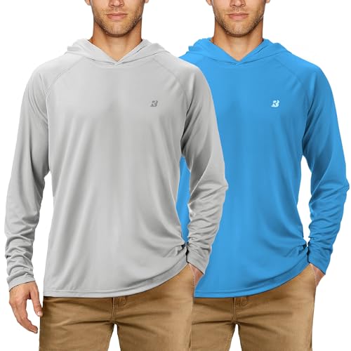 Roadbox Men's Sun Protection Long Sleeve Hoodie, 2 Pack UPF