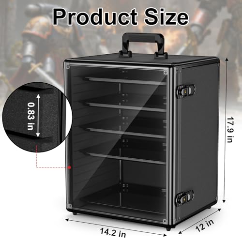Image of Vitula Miniatures Carrying Case, Large Capacity Miniature Storage Display Cases for Collectibles, with 5 Trays, Portable Figure Display Case for Miniature Storage & Carrying (L)