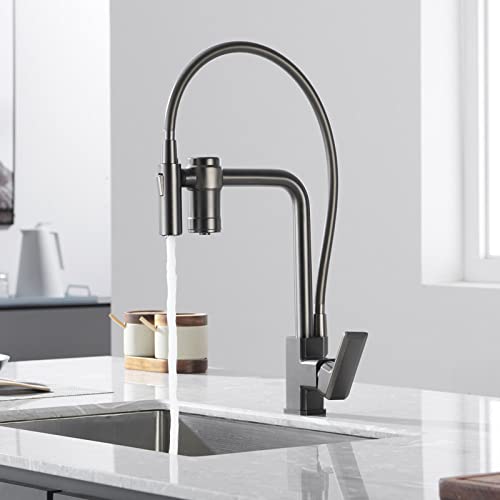 Robinet de cuisine gris pistolet avec filtre à eau de cuisine intégré pour la purification